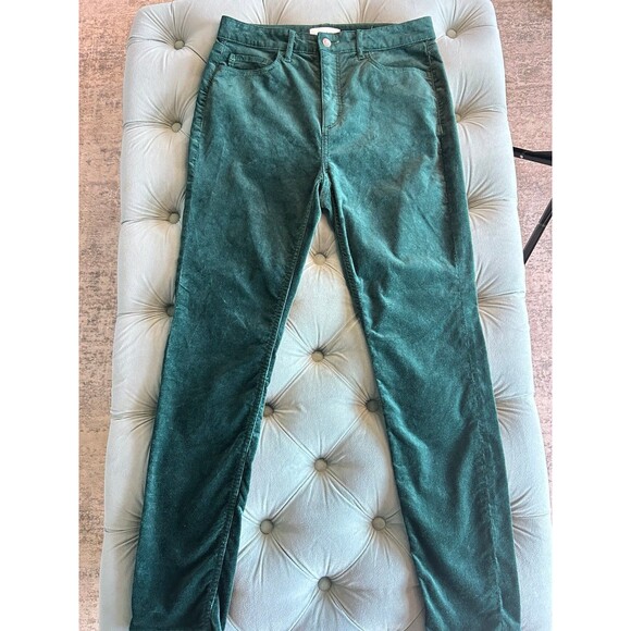 Loft Green Velvet Skinny Corduroy Pants Womens Size 28 (6) - Picture 3 of 11